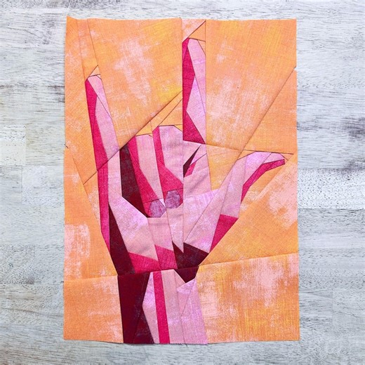 ASL I Love You Fpp--american Sign Language--paper Piecing Quilt Block Set - Etsy