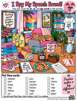 SH, CH, DGE - HIDDEN WORD SEARCH - Empowering Girls- LATERAL LISP