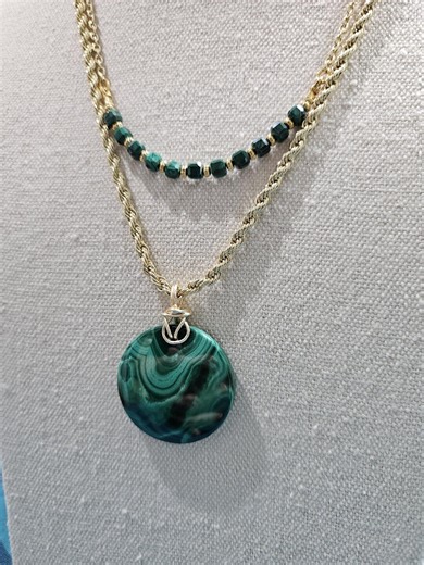 Malachite gemstone 2 necklace set