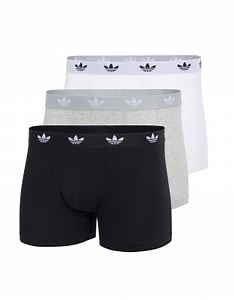 Adidas Originals 3 pack comfort flex cotton boxer briefs in black, gray and white | ASOS