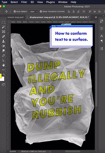 How to conform text to a bumpy surface. #fyp #4u #design #graphicdesign #designtiktok #designtips #designtutorial #designhack #typography #digitalart