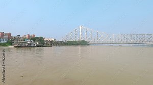 Spectacular Howrah Bridge. View from afternoon ferry ride. Kolkata West Bengal India South Asia Pacific 22 November, 2021