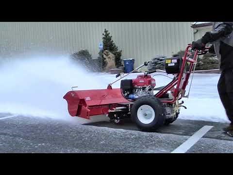 Walk-Behind Power Broom Sweeping Snow - Turf Teq Broom