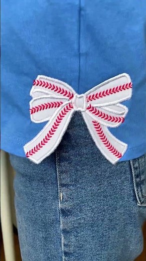 Baseball Stitch Side Seam Split Bow Applique Embroidery #machineembroidery #embroidery #baseball