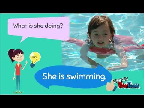 What are they doing? ︳Action words︳Present Continuous Tense︳English for Kids