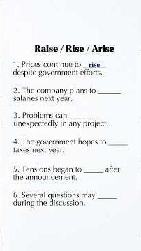 Raise vs Rise vs Arise | Confusing English Verbs Explained | Don’t Mix Them Up!