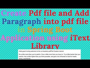 Create PdfFile and Add Paragraph Into The Pdf File in spring Boot Application using iText Library