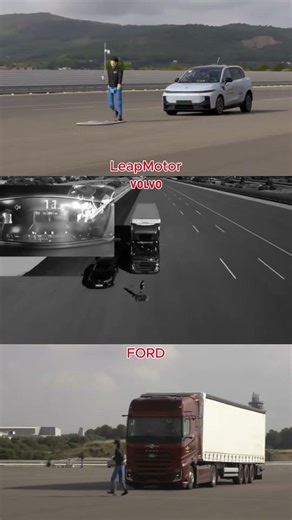 AEB Test: Leapmotor Crossover vs Volvo Truck vs Ford Truck | Emergency Braking Comparison