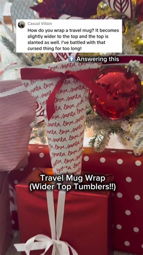 Melissa on Instagram: "You asked how to I wrap a tapered tumbler- Here’s the adjustment that makes it easy! Works just like my cylinder gift wrap tutorial— just two small differences to make it smooth and tidy. Check out the original cylinder tutorial (pinned on my page) for full instructions and pro tips! 🎁 #giftwrapping #wrappingtutorial #giftwrappingtips"
