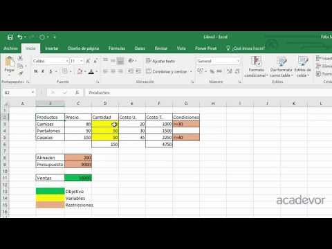 Optimización en Excel con Solver