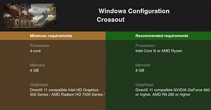 Crossout Configuration requise 2026 - Testez votre PC 🎮