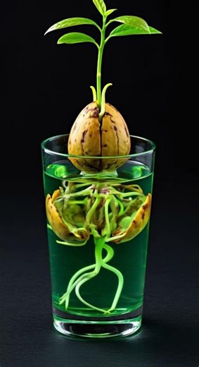 Avocado Seed Growing in Water | 105 Days in 10 Seconds 🌱🥑 #shorts #plantgrowth #timelapse