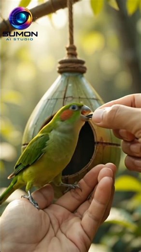 Parrotlet POV Feeding 🐦💚 | Tiny Cute Parrot #Shorts #birds #birdpov #cutebirds #viral