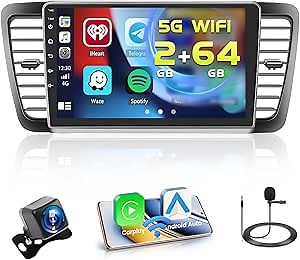 2+64GB Android Car Stereo for Subaru Legacy Outback 2005-2009 Wireless Carplay Android Auto, 9 Inch Touchscreen Car Radio GPS Navi WiFi Bluetooth Backup Camera FM RDS Radio EQ SWC
