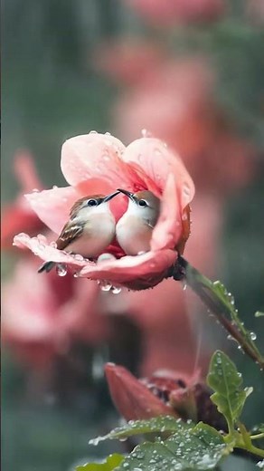 Heavy Rain Falling on Birds | Relaxing Nature Sounds & Gentle Movements