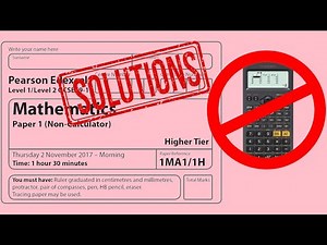 Edexcel GCSE Maths (1MA1) Higher : November 2017 Paper 1