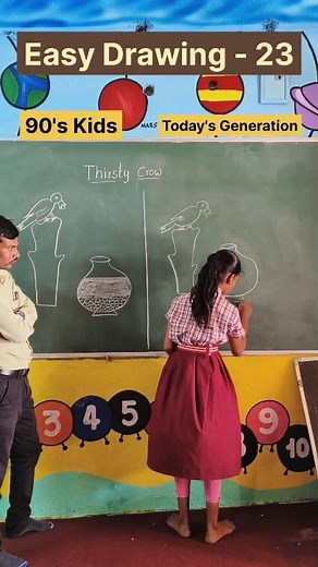 28K views · 187 reactions | 90's Kids Vs Today's Generation ✨ Thirsty Crow Story #drawing #easydrawingforkids #easydrawing #reels #viral #trending #viralreels #trendingreels #challenge #viralvideos #fblifestyle #GovtSchool | Eliyas Mohmmed | Facebook