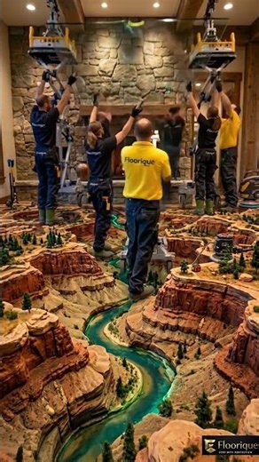 This Floor Looks Unreal 🤯 3D Canyon Epoxy Transformation #shorts