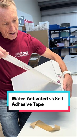 Self-adhesive vs water-activated tape: what’s the difference? #brandedpackaging #fastprintedpackaging #packagingideas #packagingtape