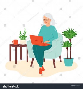 Elderly Using Laptop: Over 1,487 Royalty-Free Licensable Stock Illustrations & Drawings | Shutterstock