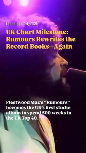In the same week that Rumours becomes the first studio album in UK history to spend 500 weeks in the Top 40, it also climbs to No. 7 (up from 10), it’s highest chart position since February 2013. In the 21st century to date, Rumours has sold 345,352 vinyl albums in the UK more than any other album. | Fleetwood Mac News