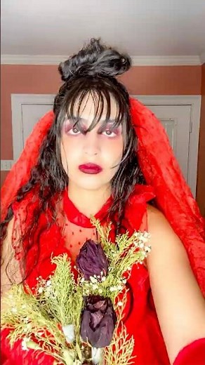 Becoming the Ghost Bride I Was Born to Be 🩸✨Lydia Deetz Red Dress Reveal 💋 #spookyseason