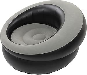 Diydeg Inflatable Couch, Portable Ergonomic Flocking Air Sofa Simple Inflatable Chair Blow Up Couch Fast Inflation Lounge Chair Air Lazy Sofa for Living Room, Bedroom, Office, Travel (Grey)