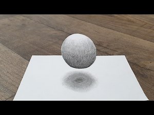 3D art floating ball easy on paper pencil shade