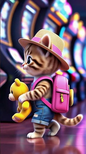 cute cat in mall🥰 #cartoon #kids #cute #animation