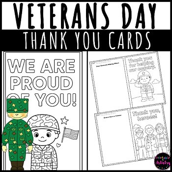 Veterans Day Thank You Cards | Veterans Day Coloring Sheet | Military Thank You