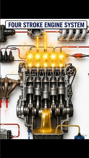 Four Stroke Engine Explained in 60 Seconds ⚙️ | Complete Engine Cycle Animation#Mechanic