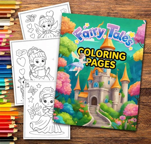 Fairy Tale Coloring Book for Kids, Easy Toddler Activity Pages, Preschool Coloring Printable (PDF) - Etsy