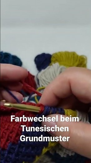 Color change in the Tunisian basic pattern in the back row