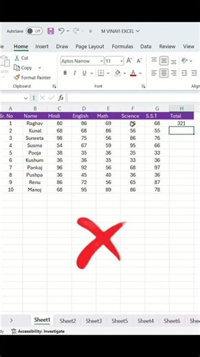 MS Excel Me Total Kaise Nikale | SUM Formula Full Tutorial| Easy Trick 😱🤔 #shorts #shortsfeed