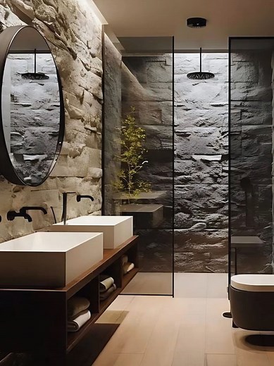 Luxury Modern Bathroom Design Ideas with Stone Walls