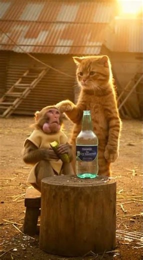 This Calm Moment Turned Into Chaos 😂🐒🐱 #funnyanimals #loopzoo #aianimals #animalcomedy #shorts