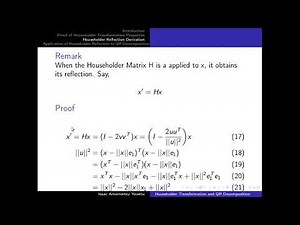 Householder Transformation & Proofs