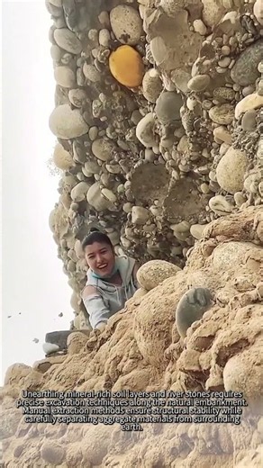 Uncovering hidden river treasures #worker #process #excavation #mining #stones