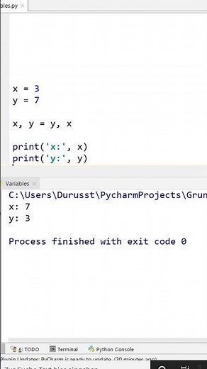 swap two variables in Python simple trick #Shorts