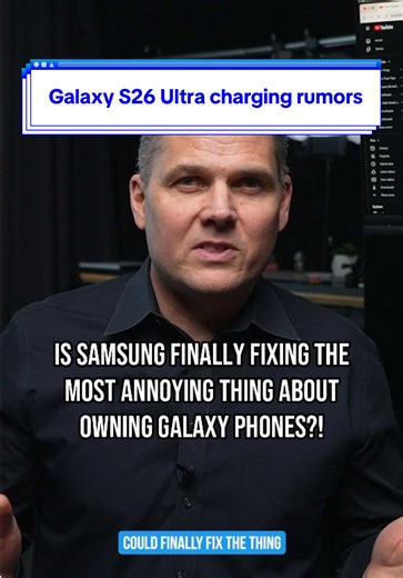 Samsung might finally be fixing one of its biggest flagship problems: charging 🔋⚡️ Leaks suggest the Galaxy S26 Ultra could jump to 60W wired charging, up from 45W on the S25 Ultra. Not groundbreaking, but a much-needed improvement. Wireless charging could also get smarter. After the awkward Qi2 setup on the S25 Ultra that required a case for magnetic alignment, rumors say Samsung may finally add built-in magnets to first-party accessories across the entire Galaxy S26 lineup. Charging speed and