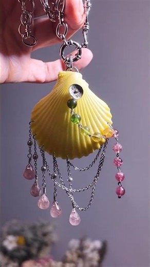 Let's make a seashell necklace together ❤️ #necklace #pendantnecklace #tourmaline