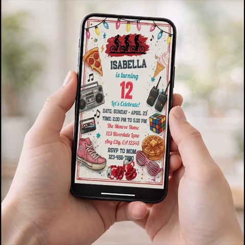 80s Retro Party Invitation, Teens Birthday Theme, Kids 80s TV Show Invite, Throwback Party, Editable Canva Template, Download 5x7 Card - Etsy