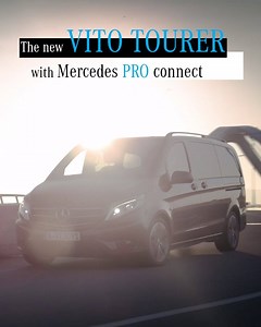 Take a look at the Vito Tourer available with Mercedes PRO connect! With this handy service, you'll receive important information online and up to date. For example, you can call up the range, fuel tank level or battery charge level and the current mileage. Experience on: mb4.me/vito-webspecial | Mercedes-Benz Vans