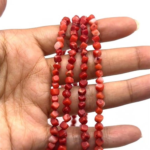 Coral Beads Strand 4-3.5 mm Box Plain Cut VS Clarity Orange Color Birthstone Jewelry Making
