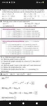 Solved Questions on Describing Transformations and Finding Exact Values of Given Expressions.