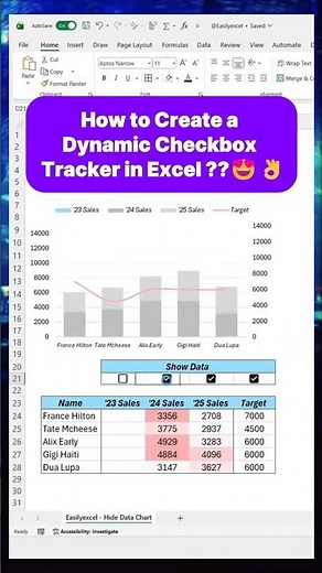 How to create a dynamic checkbox tracker in Excel with @Scribe Work #excel #learnexcel #exceltracker