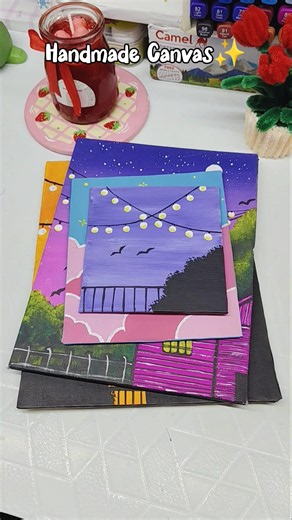 DIY canvas✨💖 using bukam and cardboard #shorts #craftynaz #diy #asthetic #handmade #diycanvas #art