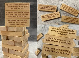 Icebreaker Questions Tumbling Tower Game™ - Family Party Game - Get to Know You Questions - Dinner Party Game - Conversation Starter - Fun - Etsy