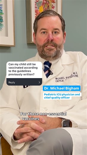 Parents, we know you have questions about the new CDC vaccine schedule. Dr. Michael Bigham is a parent as well as a pediatric ICU physician and the chief quality officer at Akron Children's. Check out the 🔗 in our comments to see his answers to your questions. #Vaccines #Vaccinations #VaccineSchedule | Akron Children's