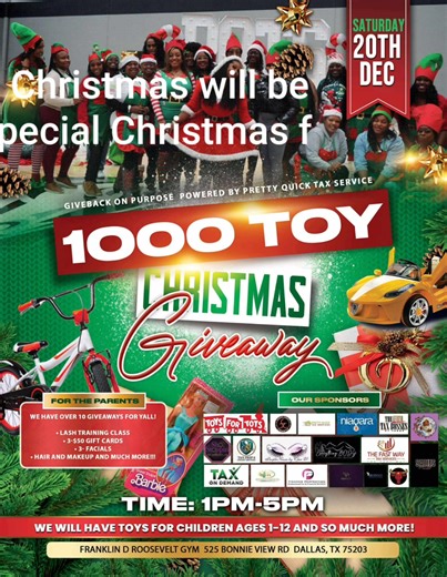 Pretty Quick Tax Services & AFFILIATES ARE MAKING A WAY FOR THOSE IN NEED TO ENJOY CHRISTMAS!!! READ FLYER!!!! | Tameki Jackson